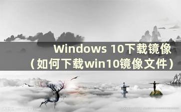 Windows 10下载镜像（如何下载win10镜像文件）